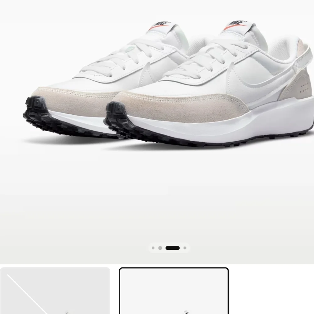 Nike Waffle Runner Leather Sneakers in White & Light Beige SIZE 9.5